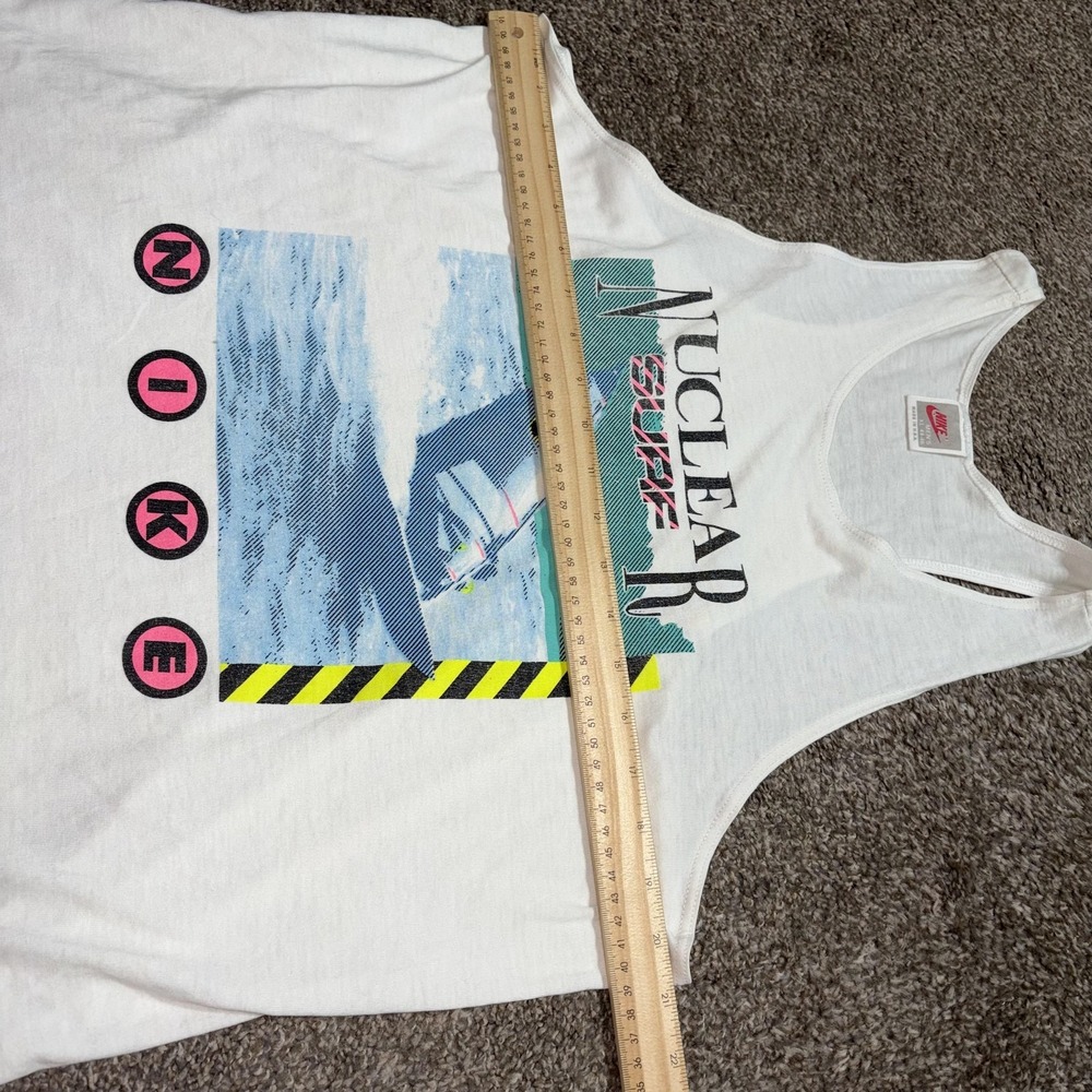 Vintage Nike Shirt Mens XL White Nuclear Surf Graphic Tank Top USA 80s 90s - Picture 4 of 6